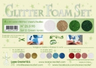Leane Creatief Glitter Foam nr 2, 4x A4 grøn, guld og hvid Assorterede farver